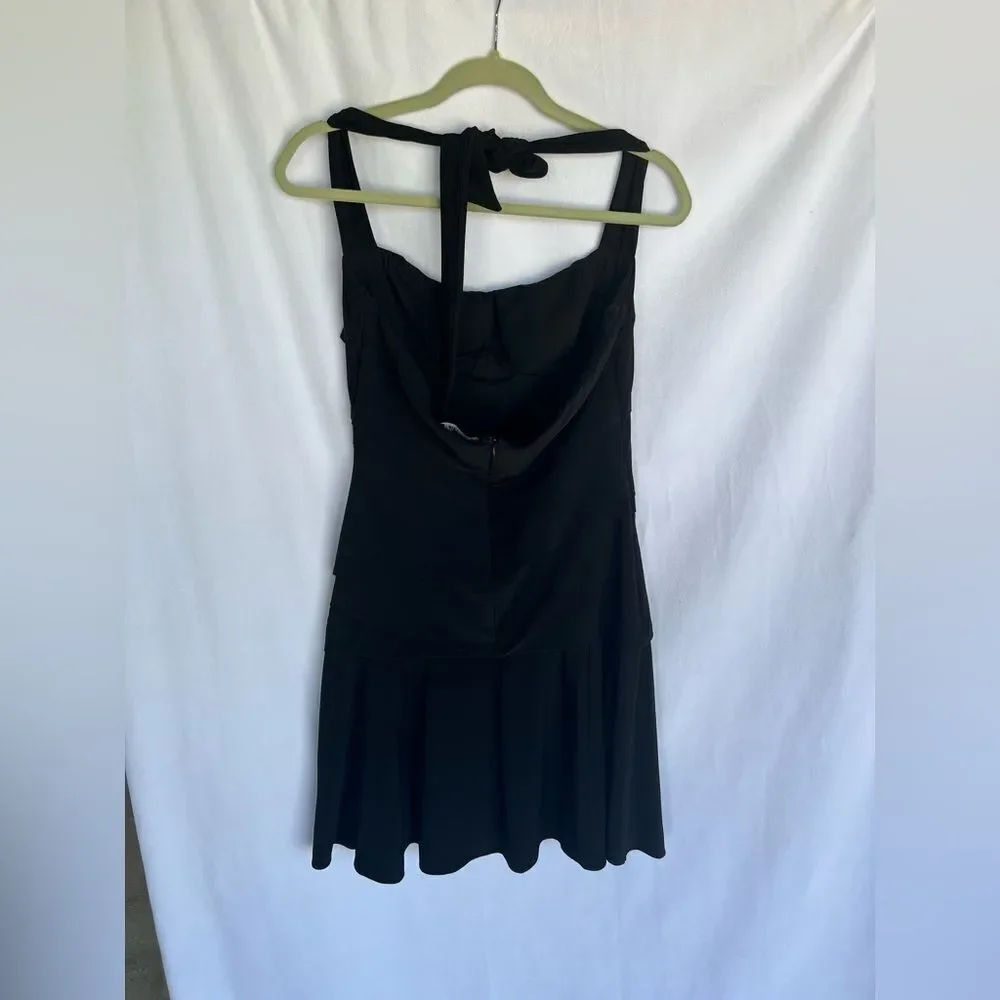 White House black market Black halter evening dress Ruffle dress size 12 - Picture 5 of 7